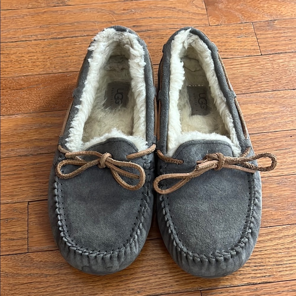 UGG Gray Suede Moccasin Slippers